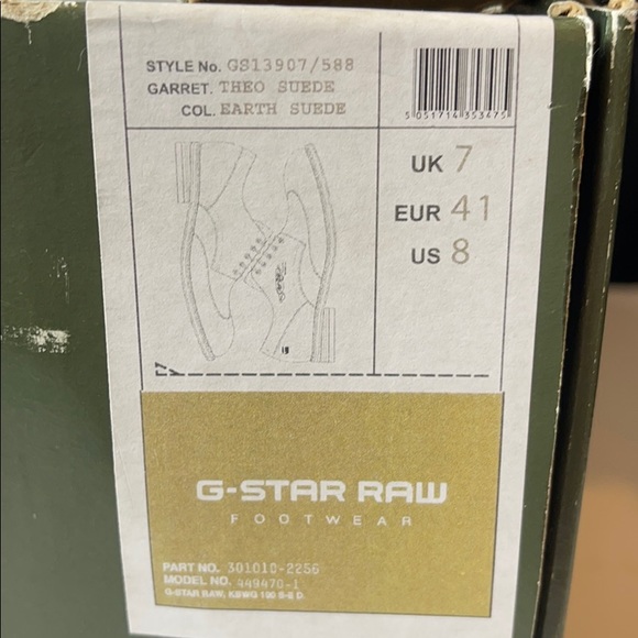 G-Star Garret Theo Earth Suede wingtips tan US8 - Picture 8 of 8